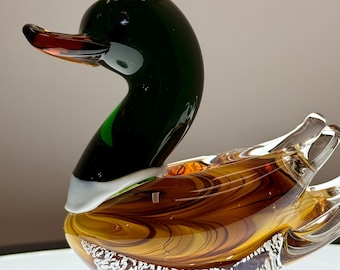 Handblown Glass Mallard Duck Figurine (4-inch)