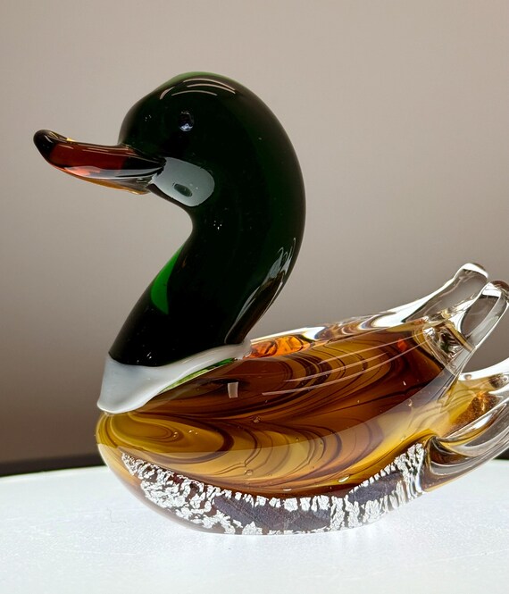Handblown Glass Mallard Duck Figurine (4-inch)