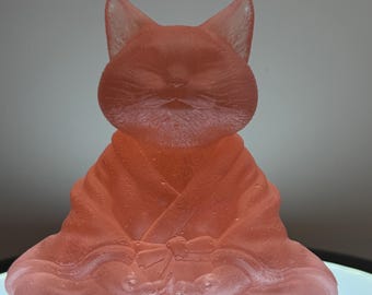 Grote kattenboeddha (4") perzik