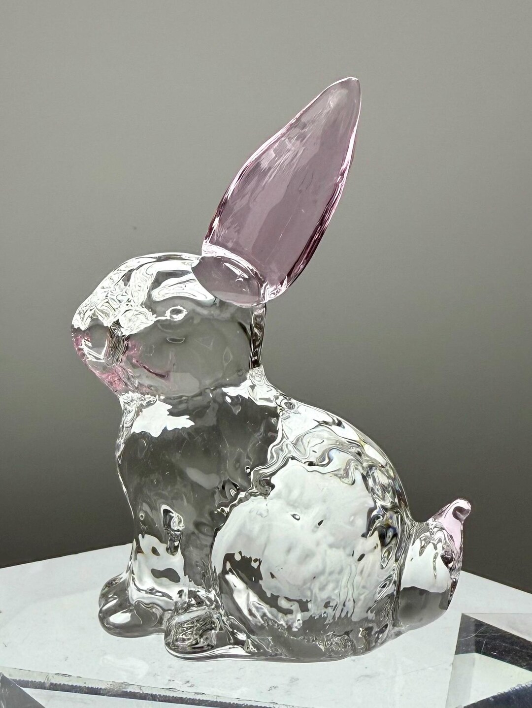 Pink Crystal Rabbit Crystal Glass “bunny Rabbit” (3-inch) Pink Ears - Etsy