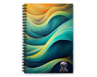 Spiral Notebook - Abstract Wave Art, Alien Stationery, Art Journal, Artist Notepad, Unique Gift by Mischievous Aliens