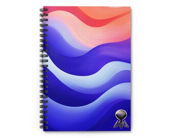 Spiral Notebook - Abstract Line Art, Alien Stationery, Art Journal, Artist Notepad, Unique Gift by Mischievous Aliens