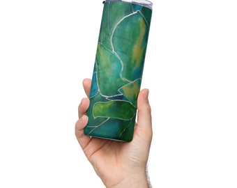 Agave print Stainless steel tumbler gift for her plant abstract cactus gift for him
