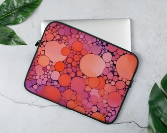 Back to school | Purple Bubbles Laptop Sleeve gift student coworker gift orange bubbles