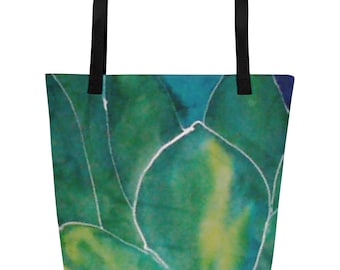 Grocery bag Everything tote Back to School Bag | Coachella tote bag plant Bag Large green abstract cactus gift bag