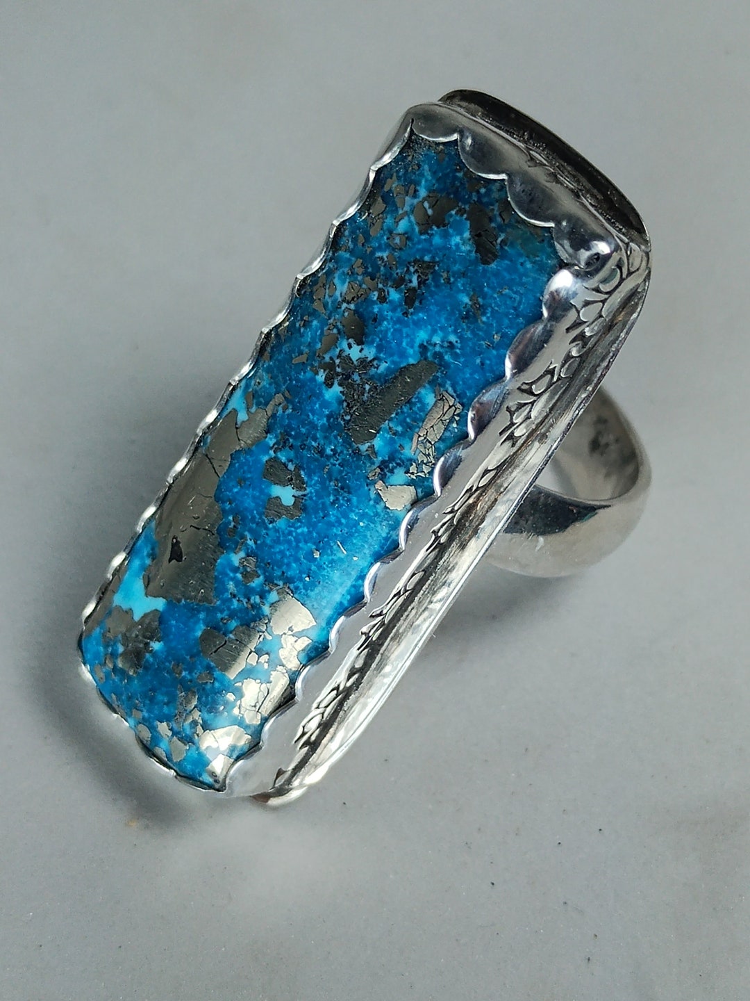Nacozari Turquoise Ring With Pyrite Size 9 Turquoise Ring - Etsy