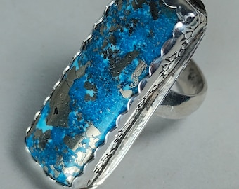 Nacozari turquoise ring with pyrite Size 9 turquoise ring