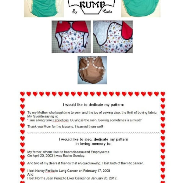 Custom order Lou Browder ~~ Cover Your Rump Adult Cloth Diaper Pattern