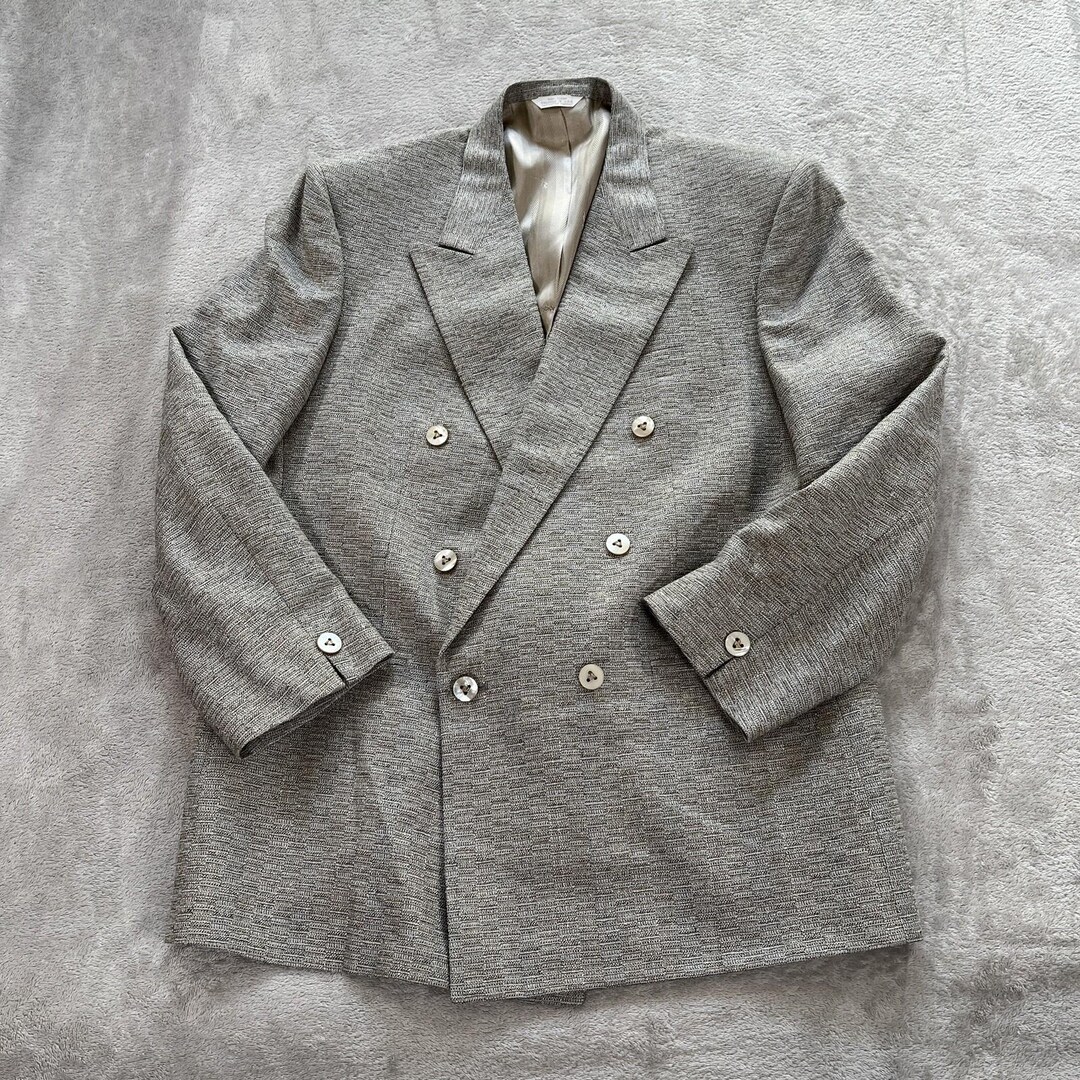 Louis Rotha Vintage 90s Louis Roth Wool Blazer Double Breasted Tan Textured Made ...