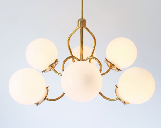 Globe Cluster Chandelier 5 Hanging Pendants Clear Ribbed Glass Bubble Globe Cluster Chandelier 5 Hanging Pendants Clear Ribbed Glass Bubble