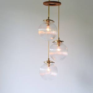 Glass Globe Chandelier, 3 Falling Orb Pendant Lights, Modern Home Statement Lighting