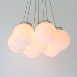 Bubble Cloud Chandelier 7 Clustered White Frosted Opal Glass Globe Pendant Lights Modern Ceiling Mount Lighting Fixture Nickel or Brass Etsy