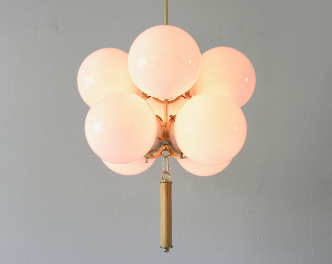 Globe Cluster Chandelier 5 Hanging Pendants Clear Ribbed Glass Bubble Globe Cluster Chandelier 5 Hanging Pendants Clear Ribbed Glass Bubble