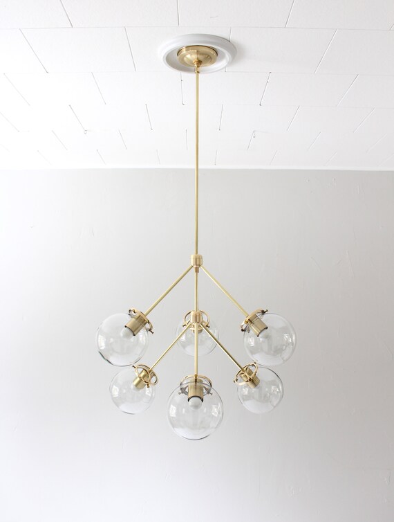 Sputnik Chandelier Brass Pendant Lighting Fixture 6 Clear Uk Sputnik Chandelier Brass Pendant, Brass And Glass Orb Chandeliers Taiwan