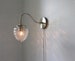 Wall Sconce Lamp, Chrome Finish, Acorn Shaped Textured Glass Globe Shade, Modern Gooseneck Wall Sconce Hanging Lighting Fixture 