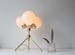 Brass Table Lamp, Tripod Desk Lamp, 3 White Glass Globe Shades, Modern BootsNGus Designer Lighting & Home Decor 