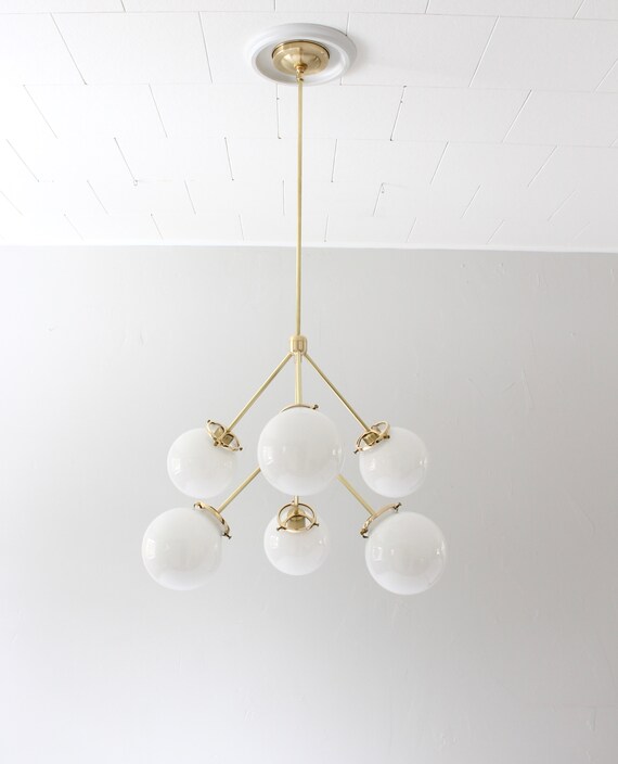 Modern Globe Chandelier Sputnik Brass Pendant Lighting Fixture Six