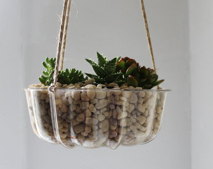 Upcycled Bundt Cake Pan Planter Crystal Clear Industrial Modern