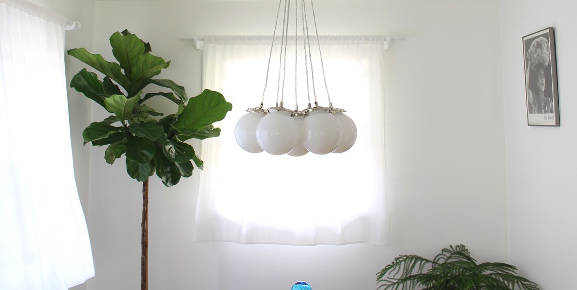Bubble Cloud Chandelier 7 Clustered White Frosted Opal Glass Etsy