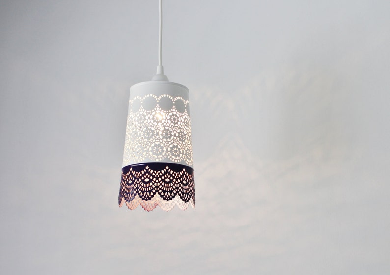 Plum Purple White Lace Pendant Lamp Colorful Hanging Image 0