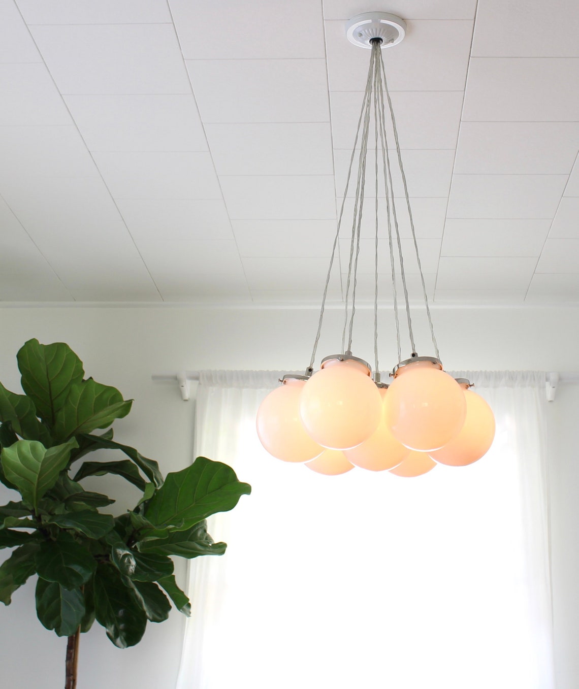 Bubble Cloud Chandelier 7 Clustered White Frosted Opal Glass Etsy