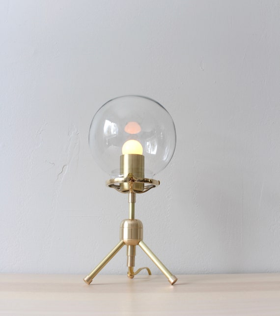 Tripod Bubble Table Lamp Brass Desk 