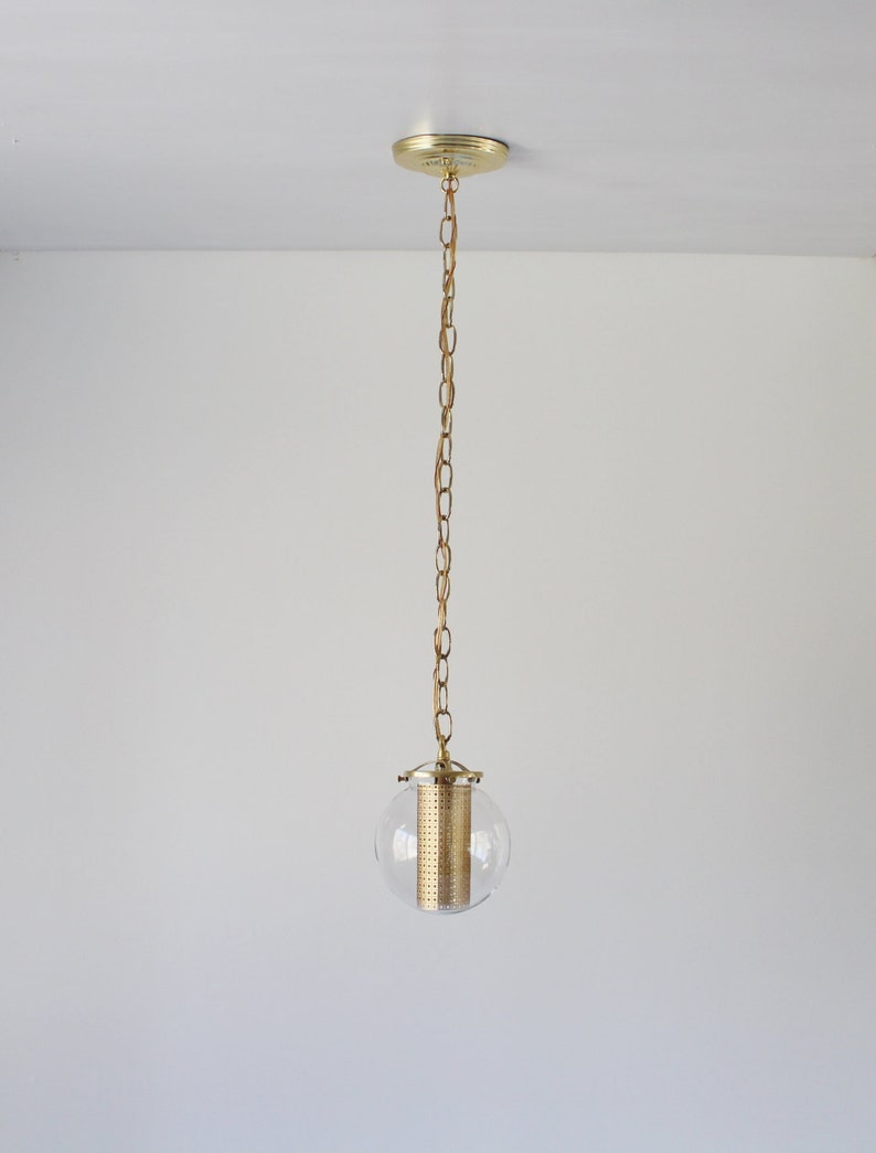Gold Chain and Shade Insert Globe Pendant Light Clear Glass Globe Shade