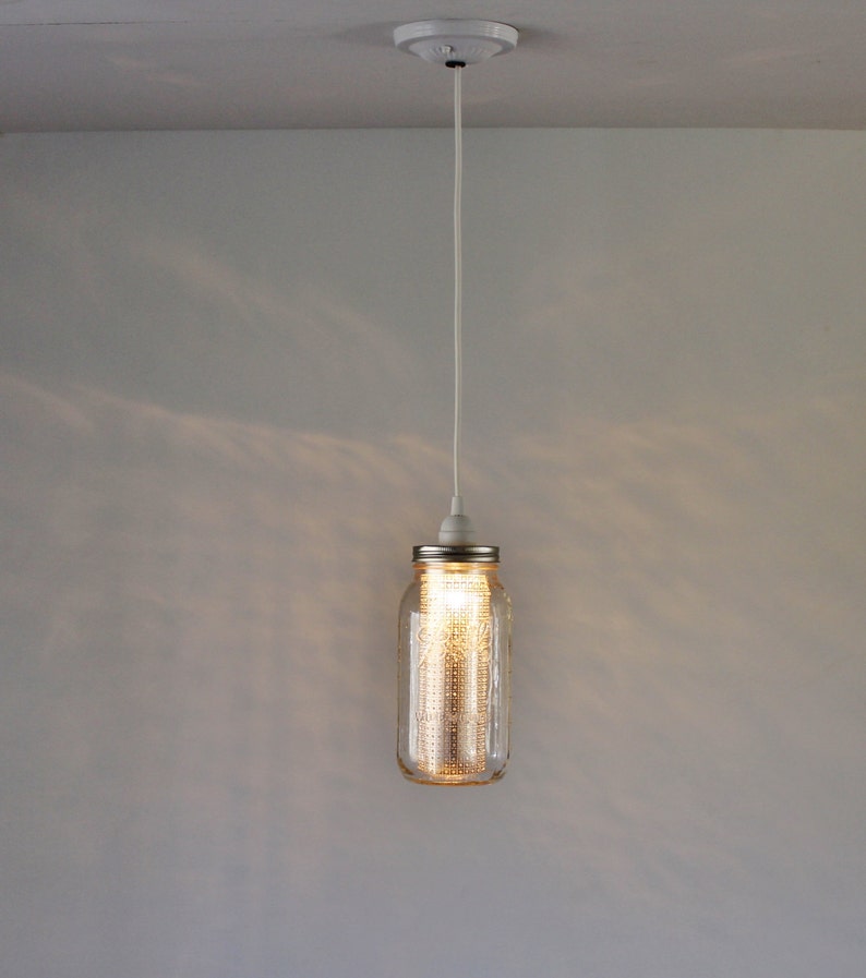 Mason Jar Pendant Light Hanging Pendant Lamp Half Gallon Jar With Silver Metal Shade BootsNGus Mason Jar Lighting Fixture