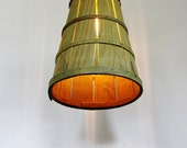 ORCHARD BASKET Pendant Lamp - Upcycled Hanging Lighting Fixture Made With A Vintage Tall Green Harvest Basket - Rustic BootsNGus Lamps