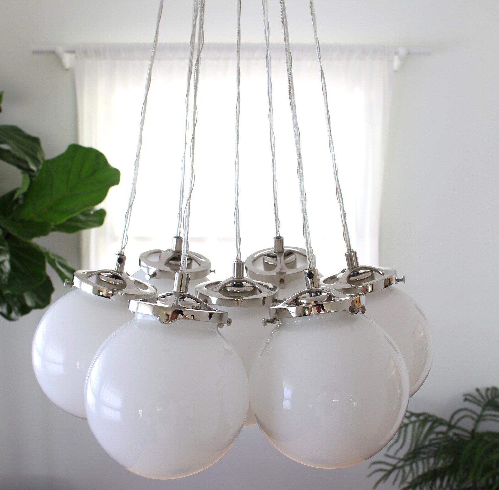 Bubble Cloud Chandelier 7 Clustered White Frosted Opal Glass Etsy