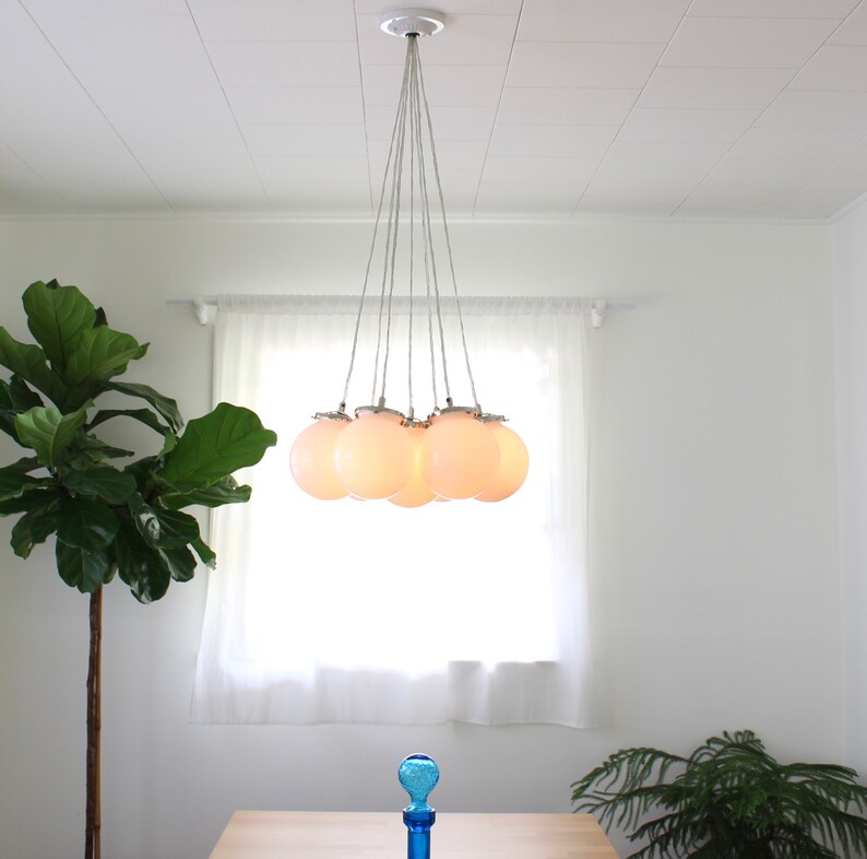 Bubble Cloud Chandelier 7 Clustered White Frosted Opal Glass Etsy