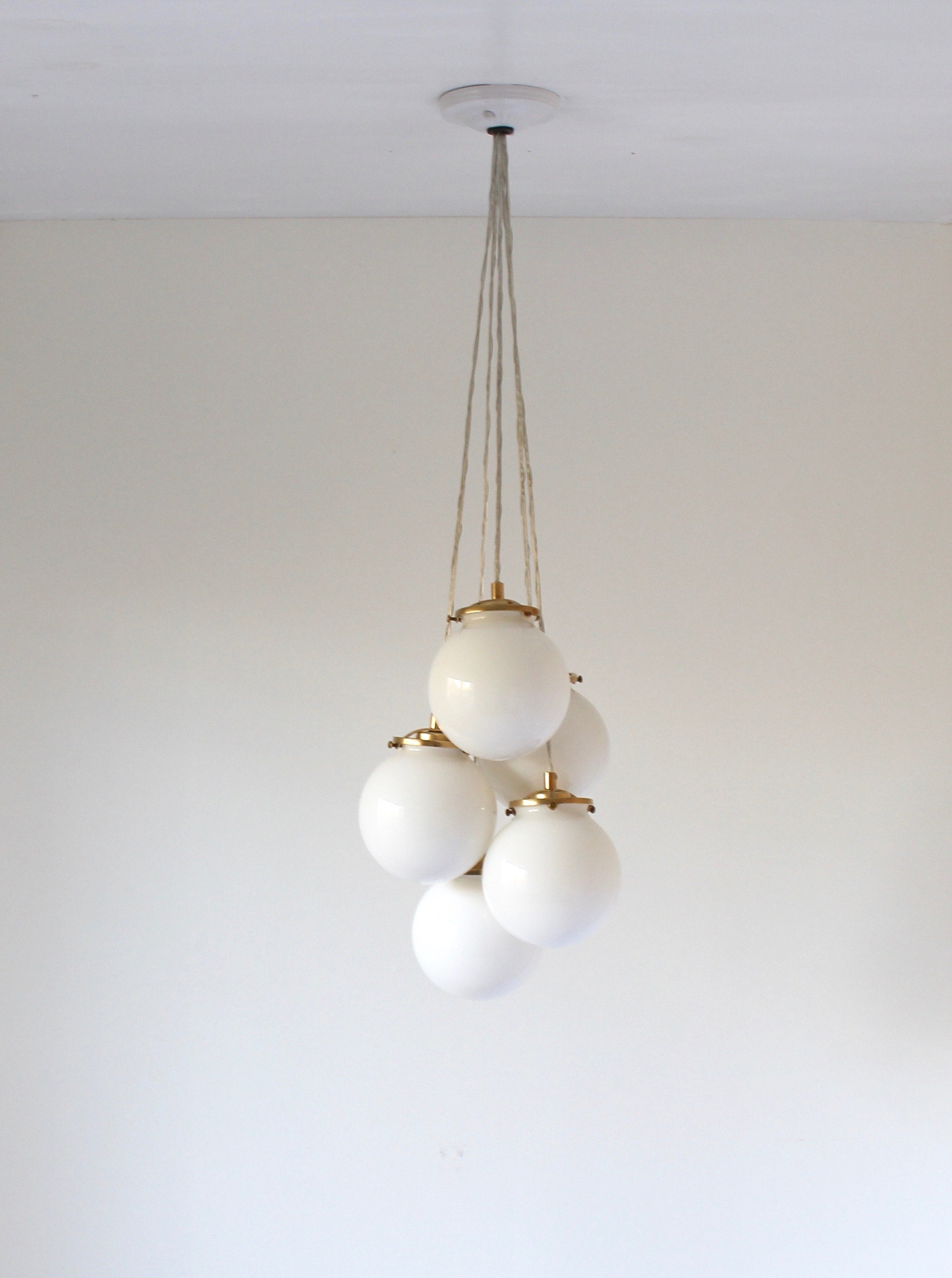Bubble Chandelier 5 Clustered White Glass Globe Pendants Ceiling