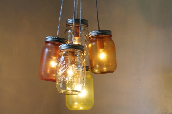 Mason Jar Chandelier, Hanging Mason Jar Pendant Lighting Fixture, Ring With 7 Clear Quart Jars, Bulbs Included, Free Shipping Mason Jar Chandelier, Hanging Mason Jar Pendant Lighting Fixture, Ring With 7 Clear Quart Jars, Bulbs Included, Free Shipping
