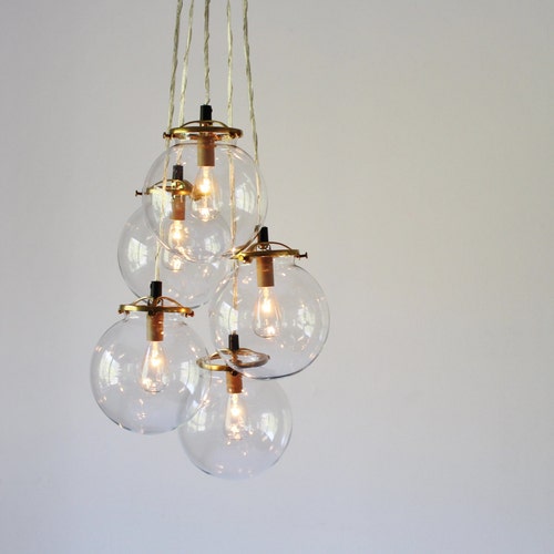 Globe Chandelier Lighting Fixture 5 Hanging Clear Glass Globe Chandelier Lighting Fixture 5, Replace Globe Light Fixture