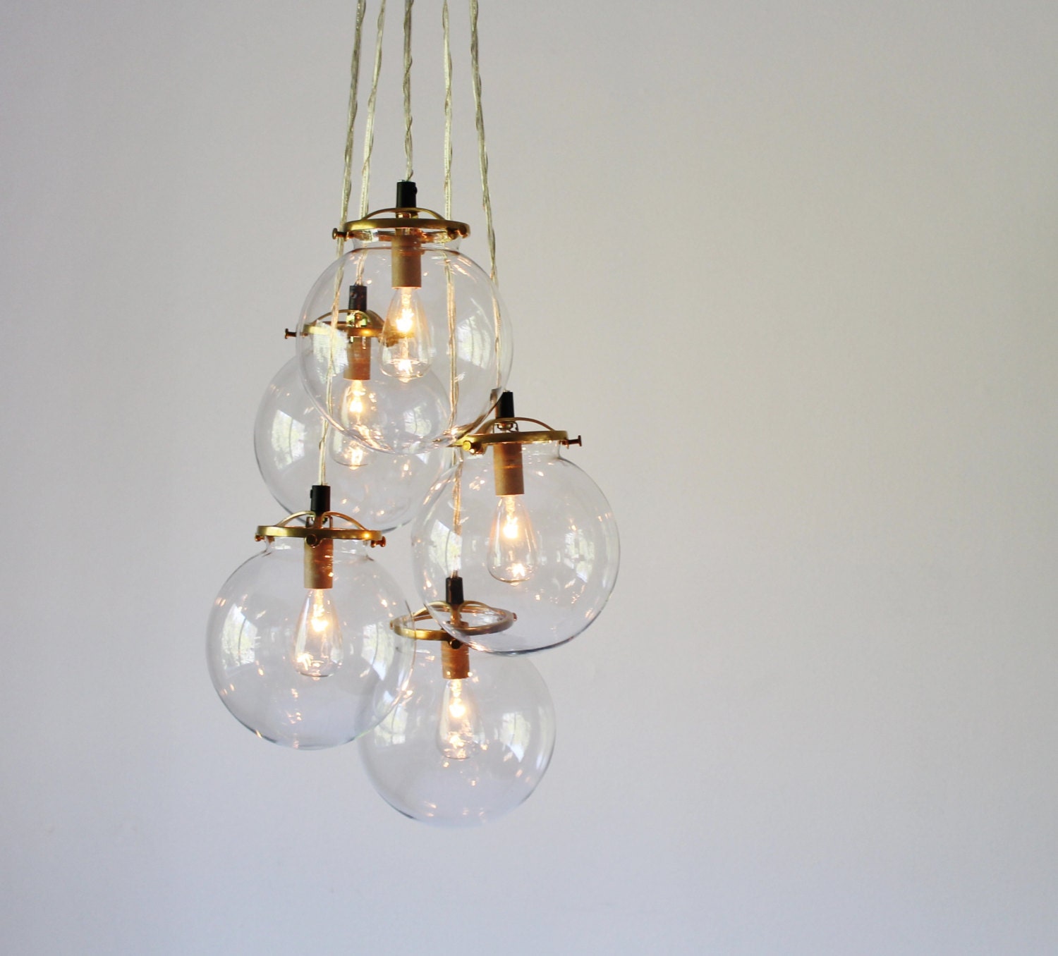 Globe Chandelier Lighting Fixture 5 Hanging Clear Glass - Etsy