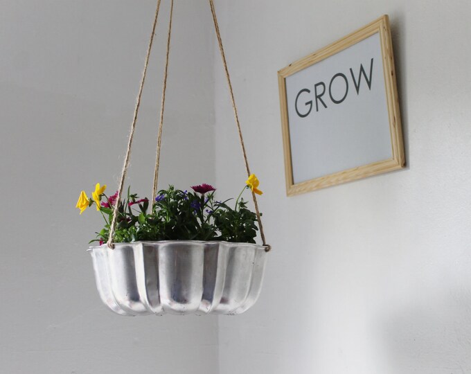 Shining Silver Upcycled Bundt Cake Planter Industrial Modern Reclaimed