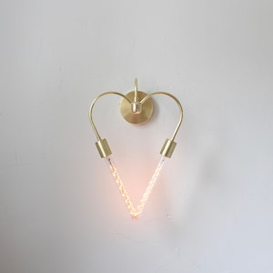 Heart Shaped, Wall Sconce, Brass lighting, Industrial, Vanity, Mid Century, Unique, Art, Gold, Gift Idea, Hanging Lamp, Love, Bulbs Included image 4