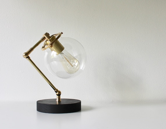 Brass Table Lamp Industrial Desk, Glass Bubble Base Table Lamp