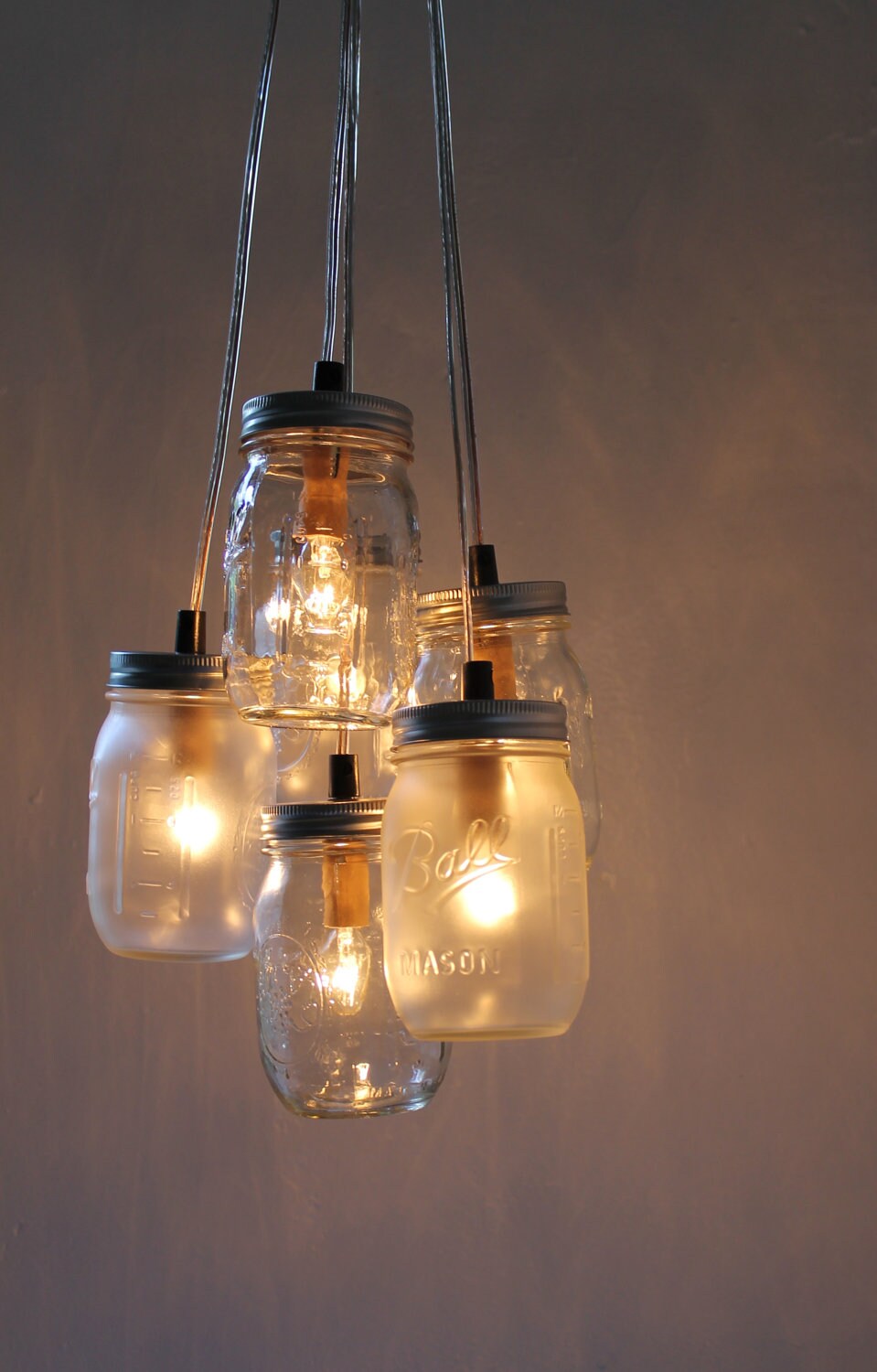 Mason Jar Chandelier Hanging Mason Jar Lighting Fixture | Etsy