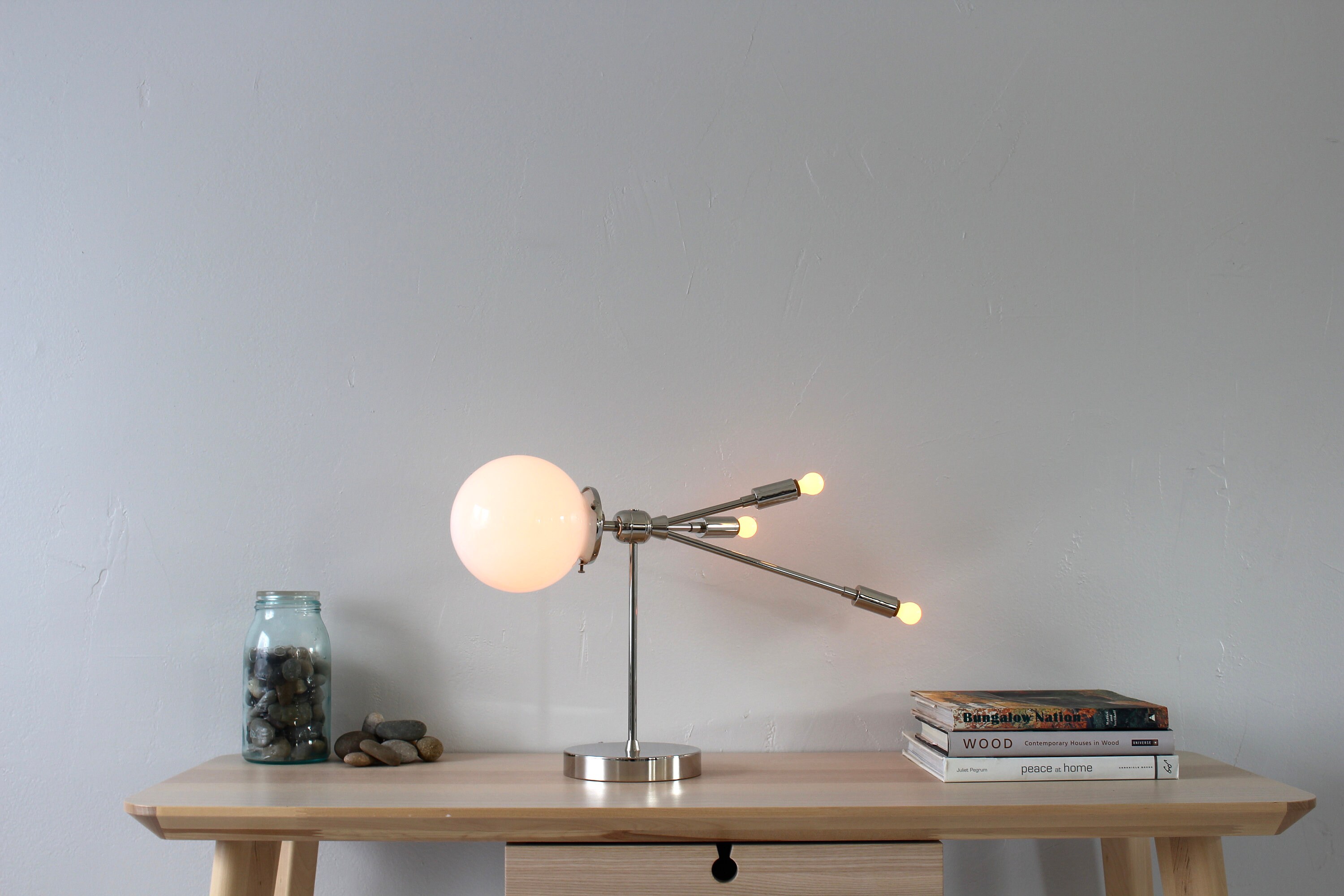 Polierte Nickel Tischleuchte Sputnik Mid Century Beleuchtung | Etsy