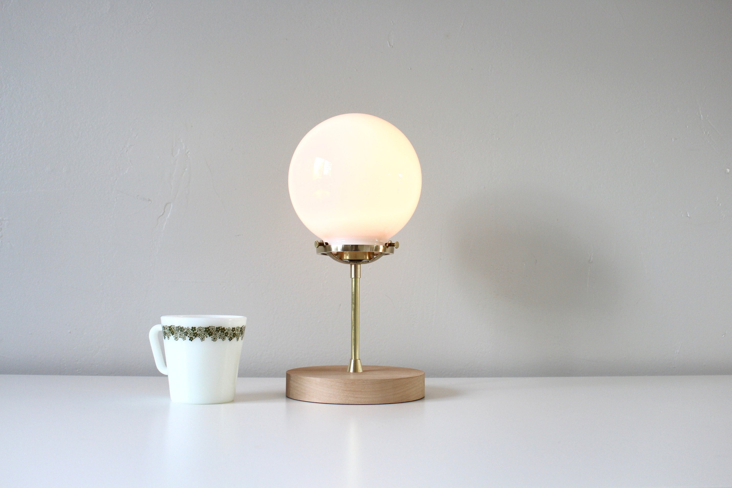 Brass Table Lamp White Frosted Glass Bubble Globe Shade - Etsy Israel