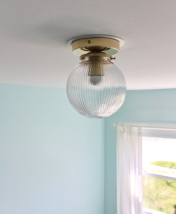 Ribbed glass flush ceiling on sale light