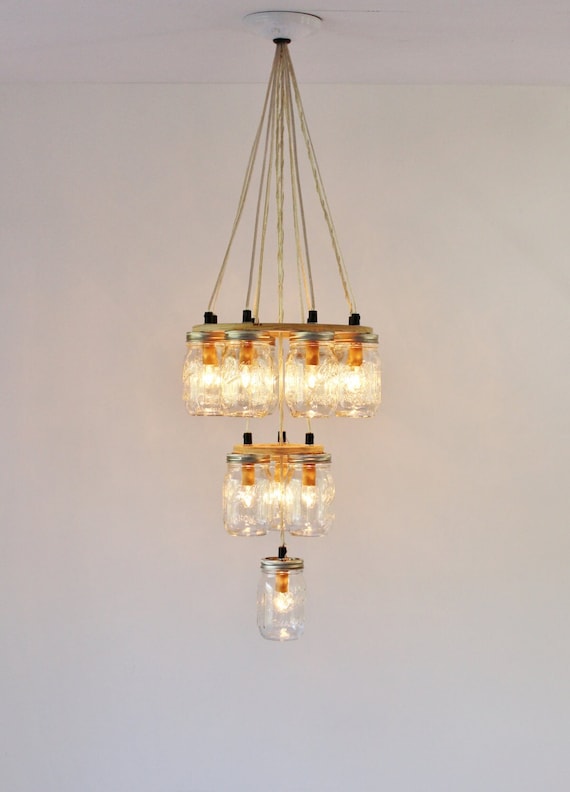 Mason Jar Chandelier Large 3 Tier Mason Jar Lighting Fixture 12