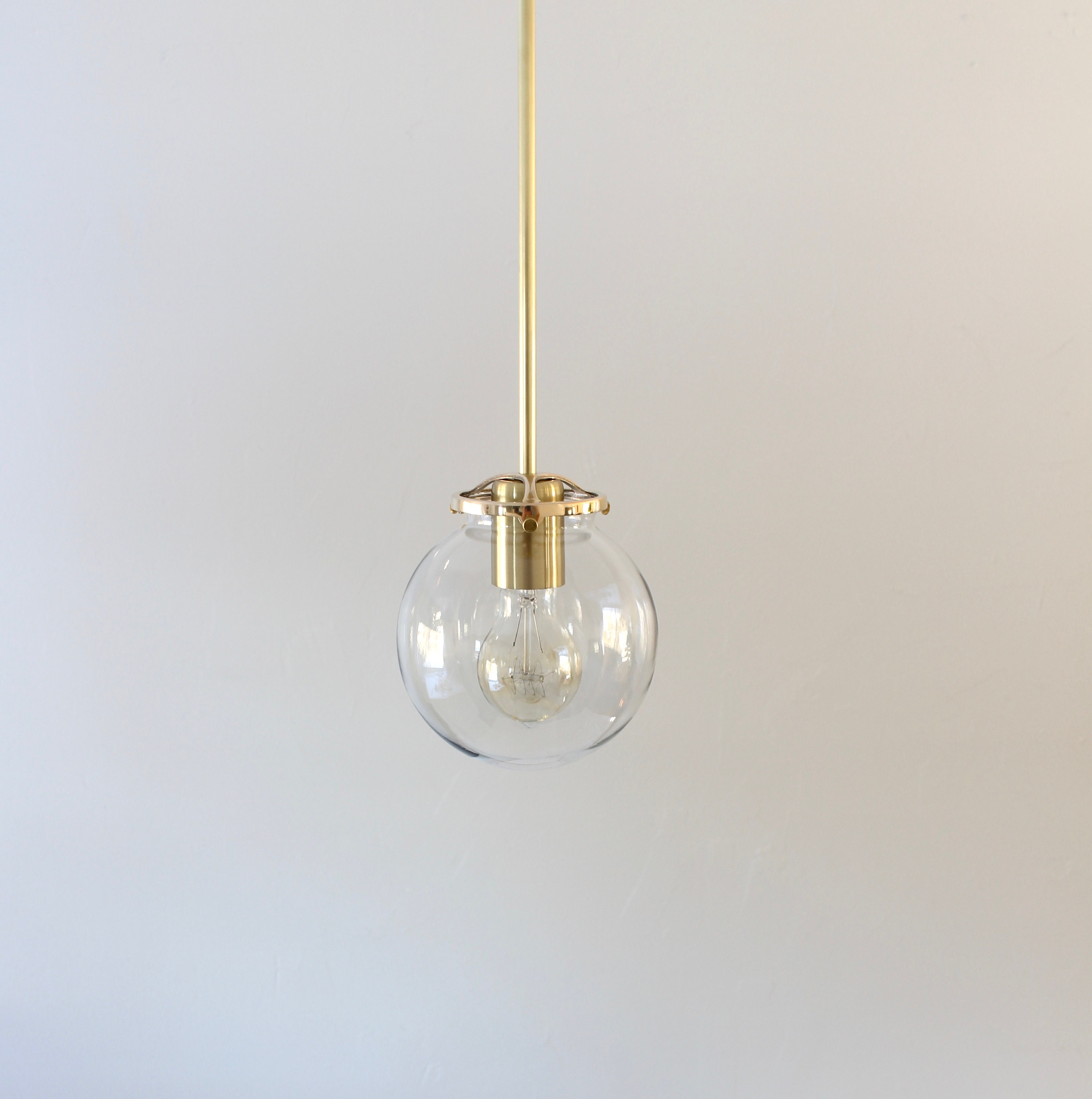 Brass Pendant Light Mid Century Modern Hanging Lamp Single - Etsy