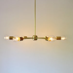 Sputnik Chandelier, Mid Century Modern Brass Pendant Lighting Fixture, 6 Arms, Large Hanging Ceiling Mount Lamp, Free Shipping image 5