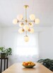 3 Tiered Sputnik Globe Chandelier, 10 Frosted Opal White Glass Bubble Globe Pendant Lighting Fixture, Modern Brass Statement Chandelier 