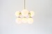 Modern Brass Chandelier Lighting Fixture, 6 White Glass Globes, BootsNGus Lighting and Home Decor 