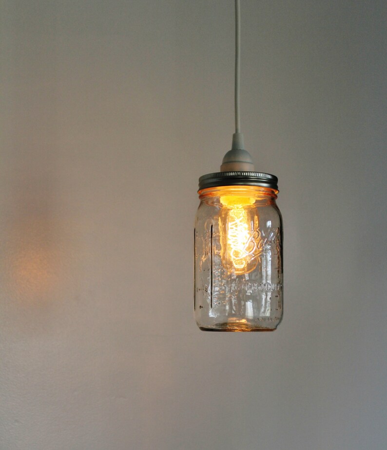 Mason Jar Pendant Lamp Upcycled Hanging Lighting Fixture Image 0