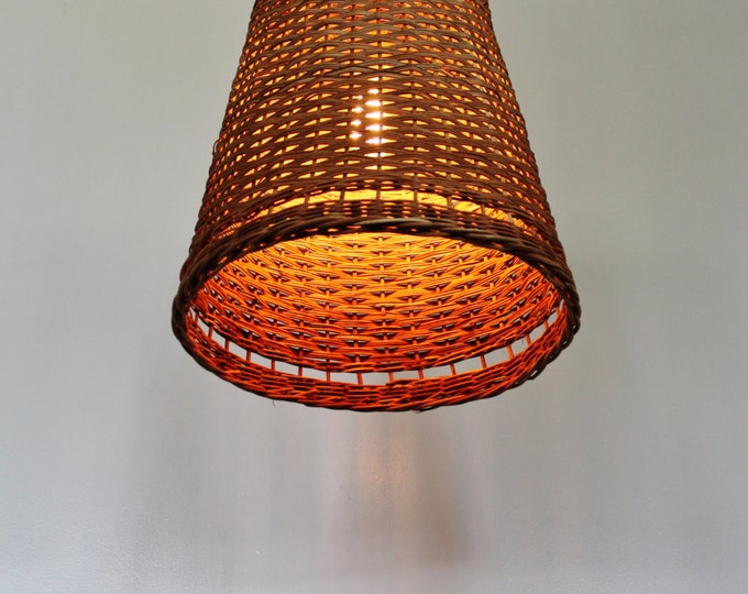 Wicker Basket Pendant Lamp OOAK Upcycled Hanging Lighting Etsy