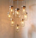 Heart Shaped Mason Jar Chandelier - Romantic Country Wedding Hanging Lighting Fixture - Rustic Modern Industrial BootsNGus Lamp Design 